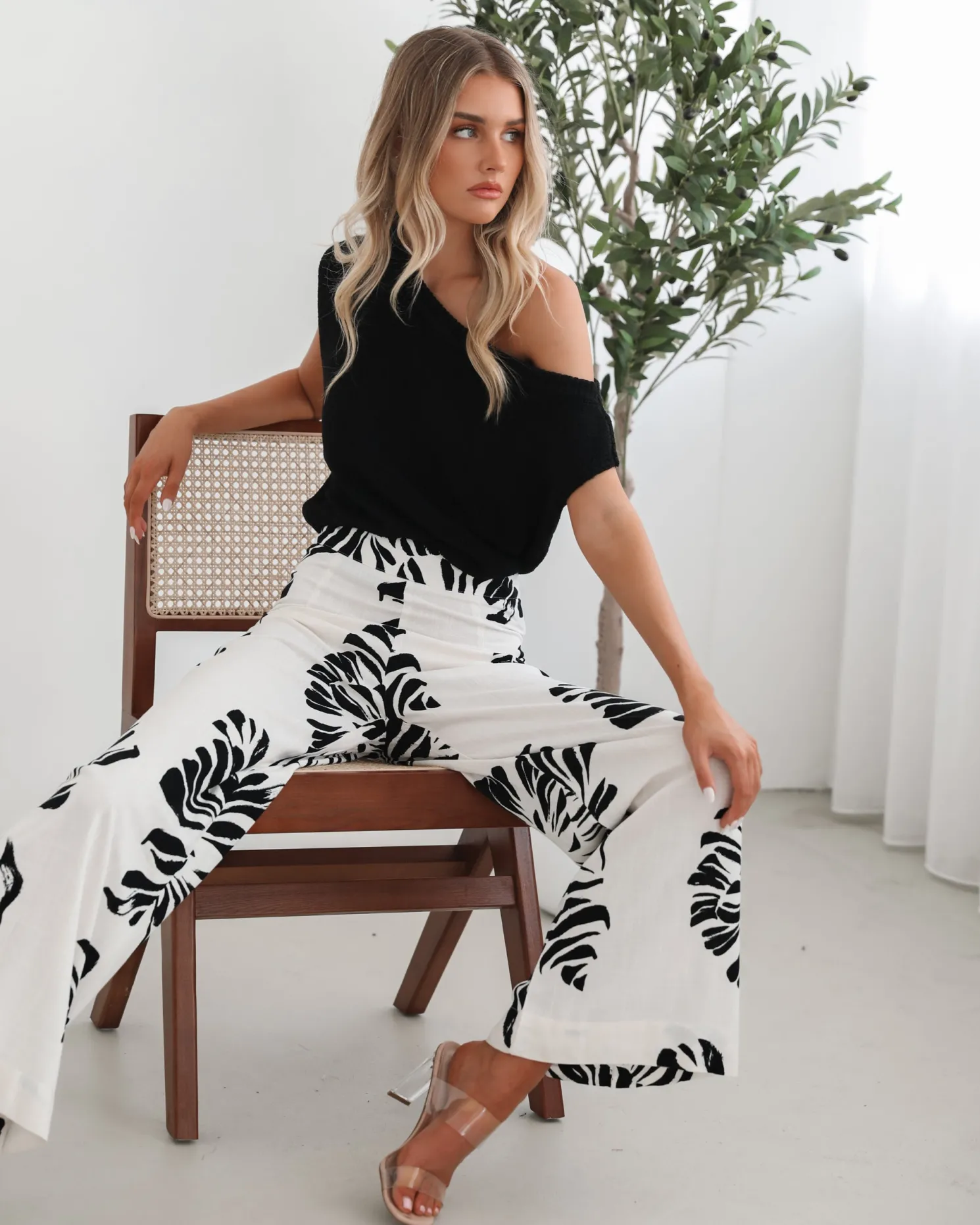 Amelyn Pants - White Print