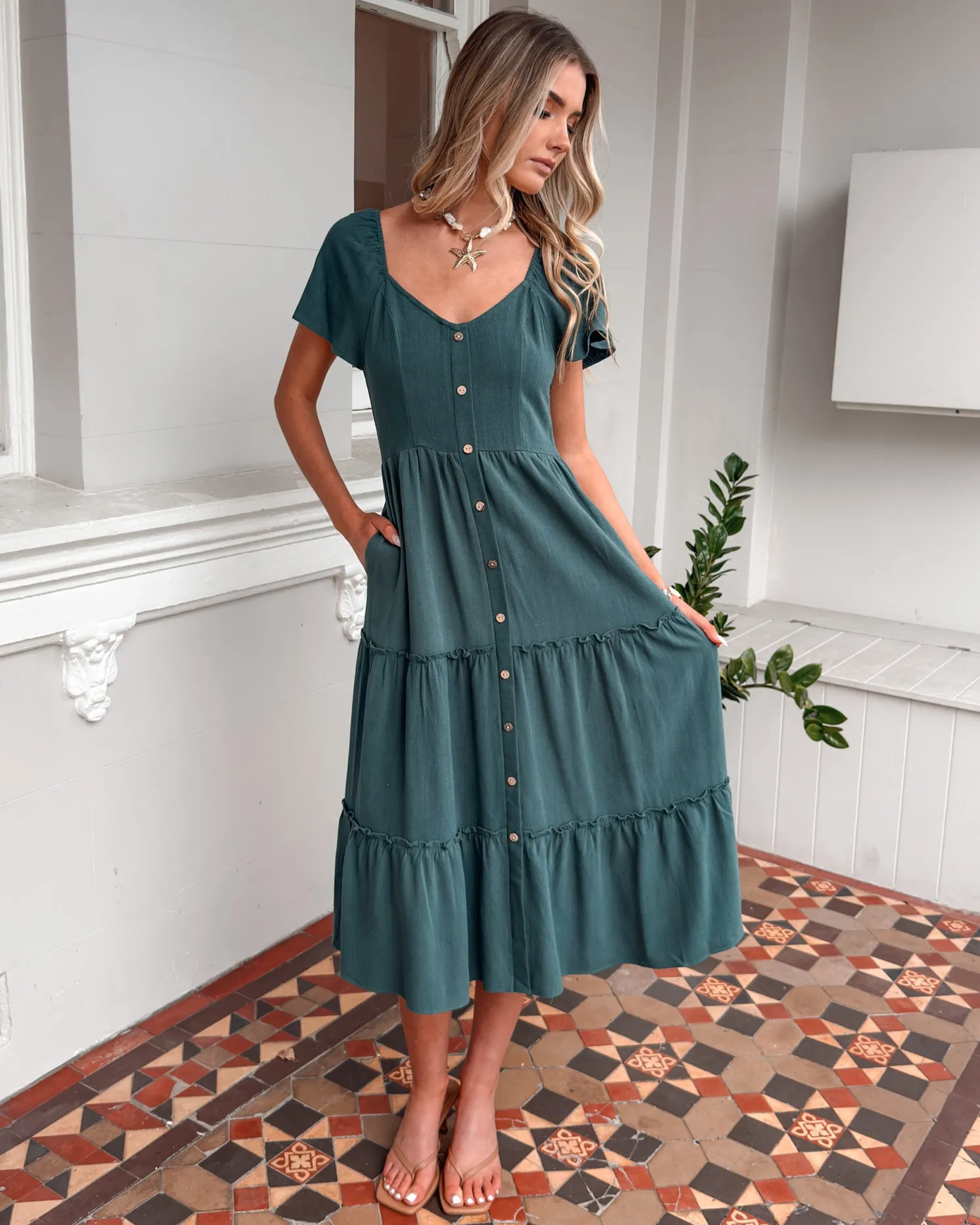 Celie Dress - Deep Green
