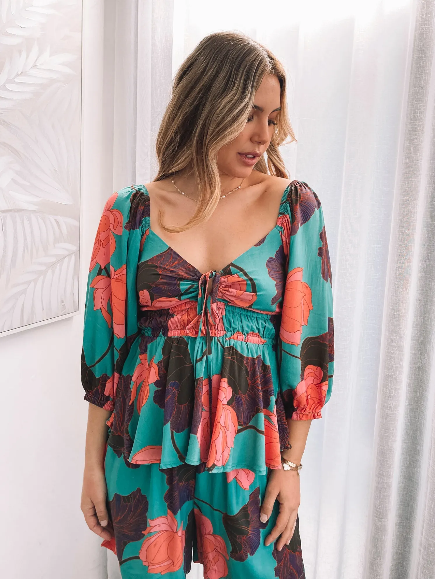 Conley Top - Botanical Turquoise