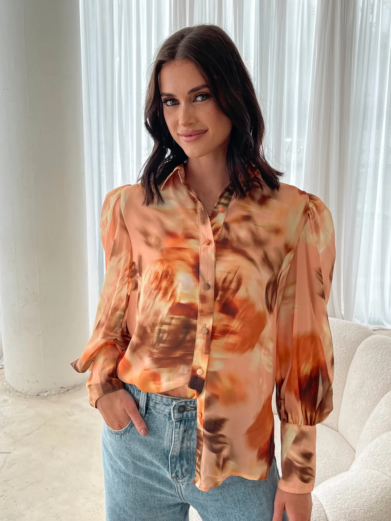 Fleet Blouse - Yellow Blurred Floral