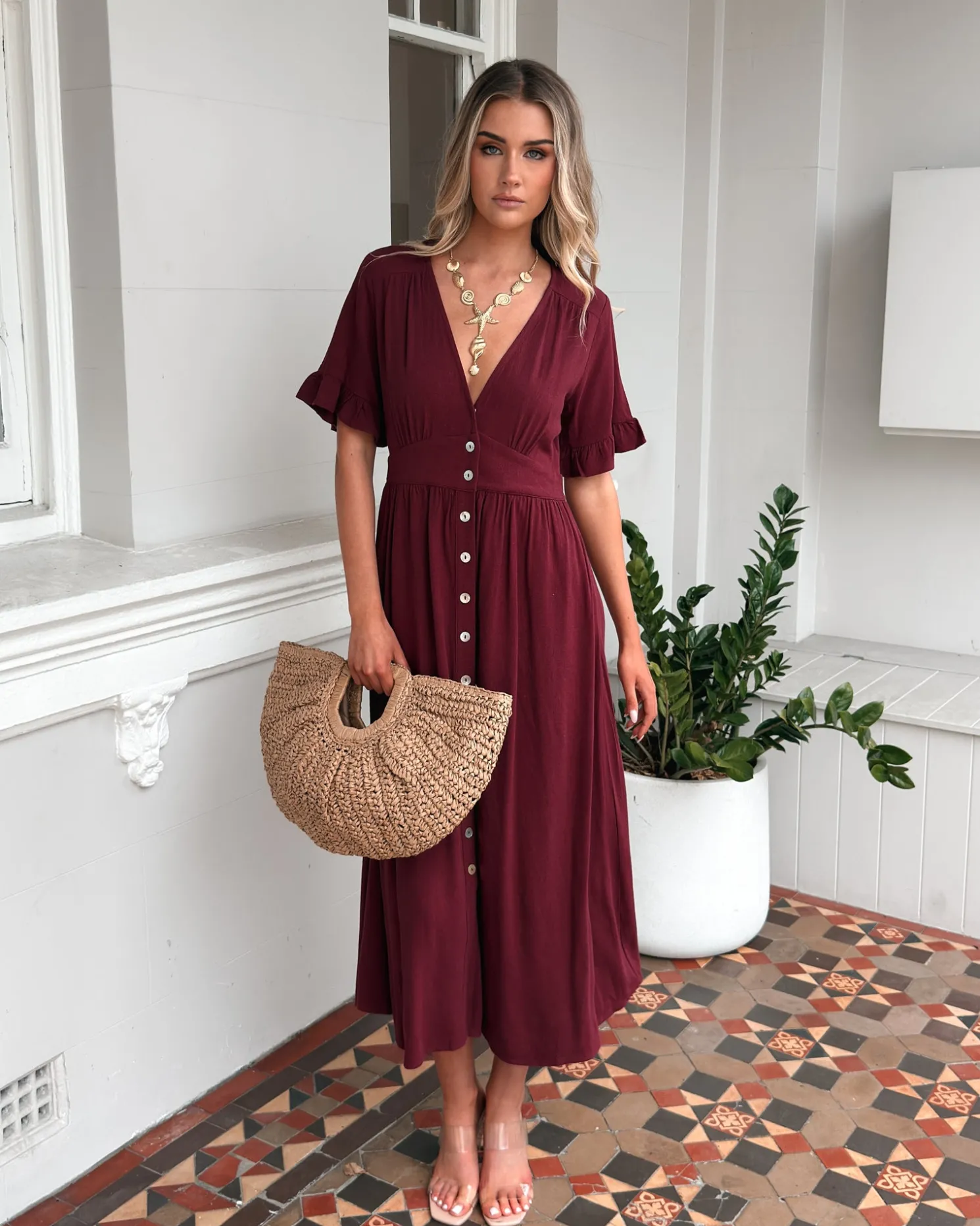 Korbela Dress - Bordeaux