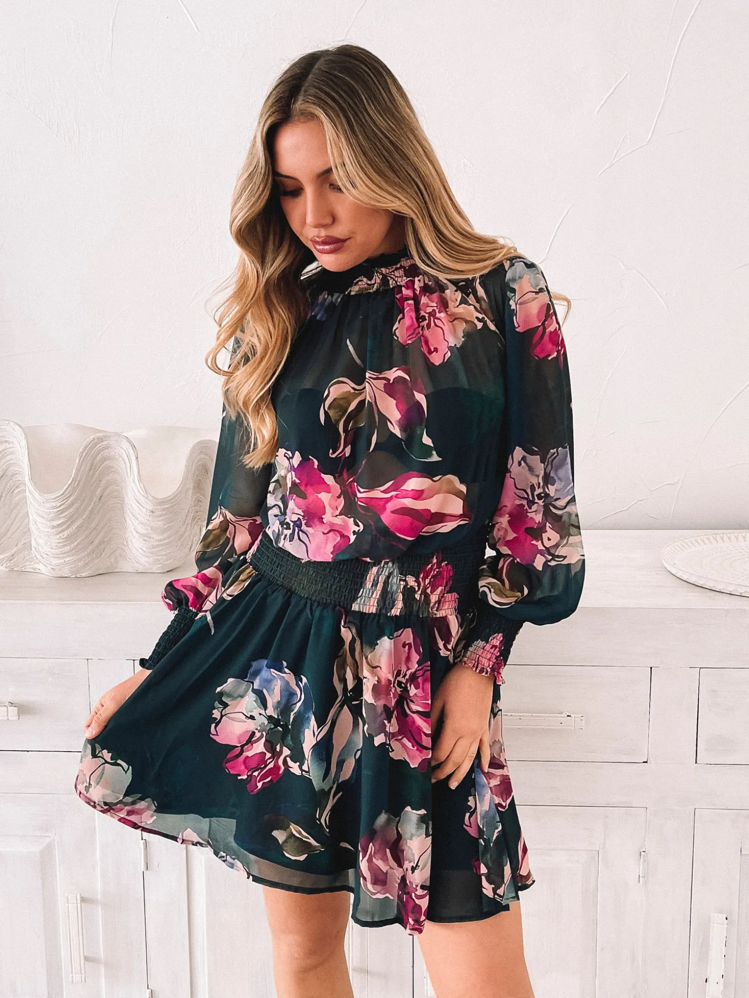 Neary Dress - Emerald Floral