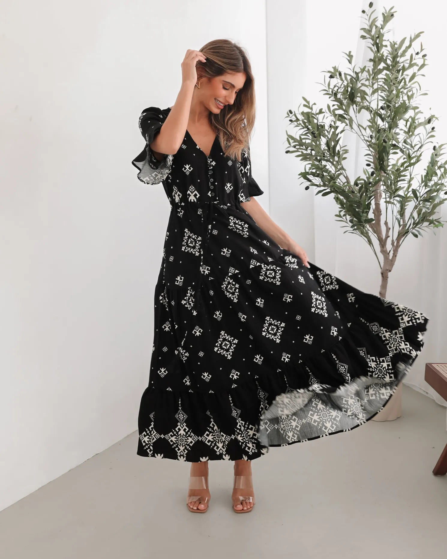 Ortensia Dress - Black Print