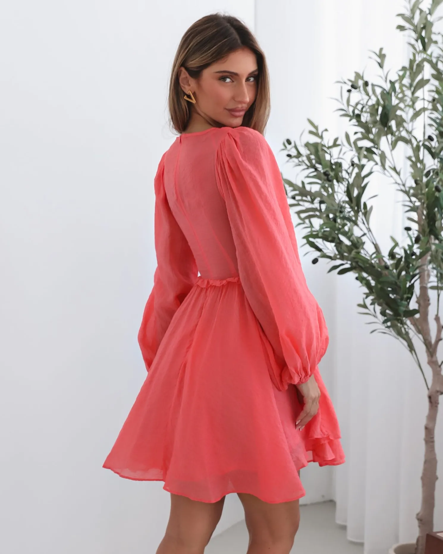 Solindra Dress - Coral