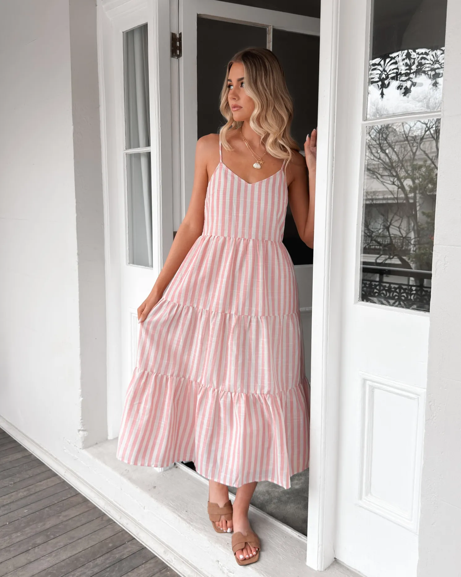 Sona Dress - Pink Stripe