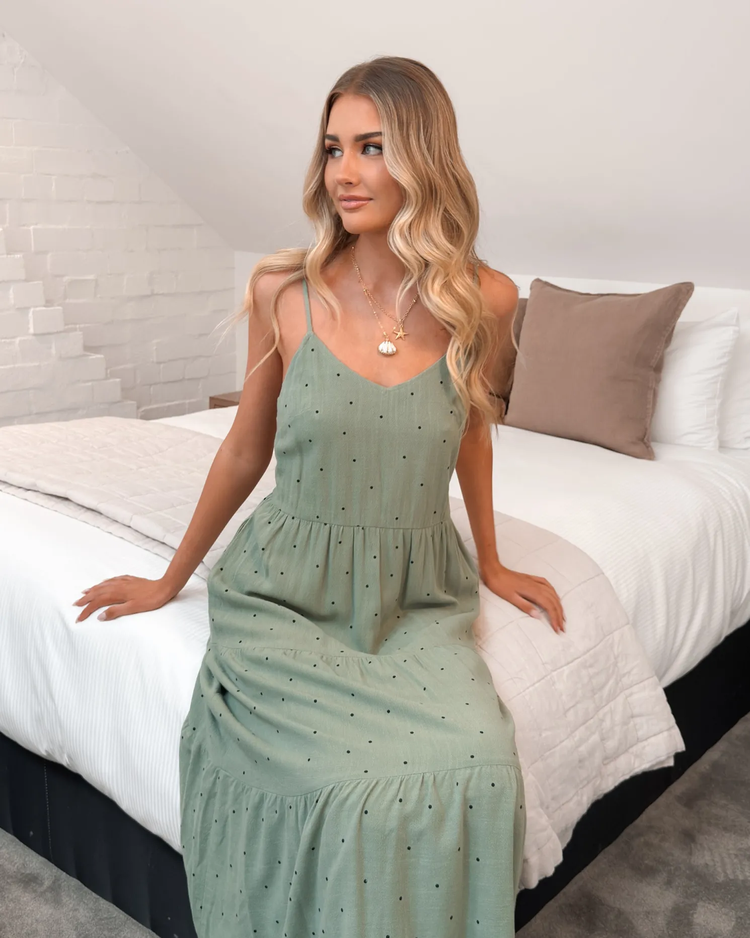 Sona Dress - Sage Spot