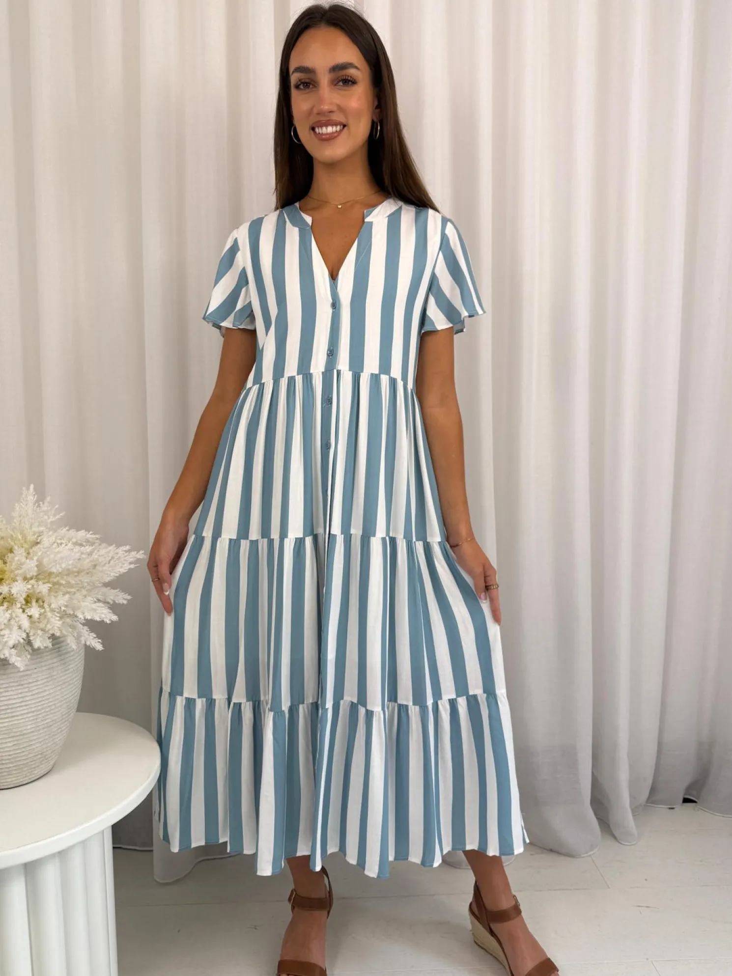 Torani Dress - Blue Stripe