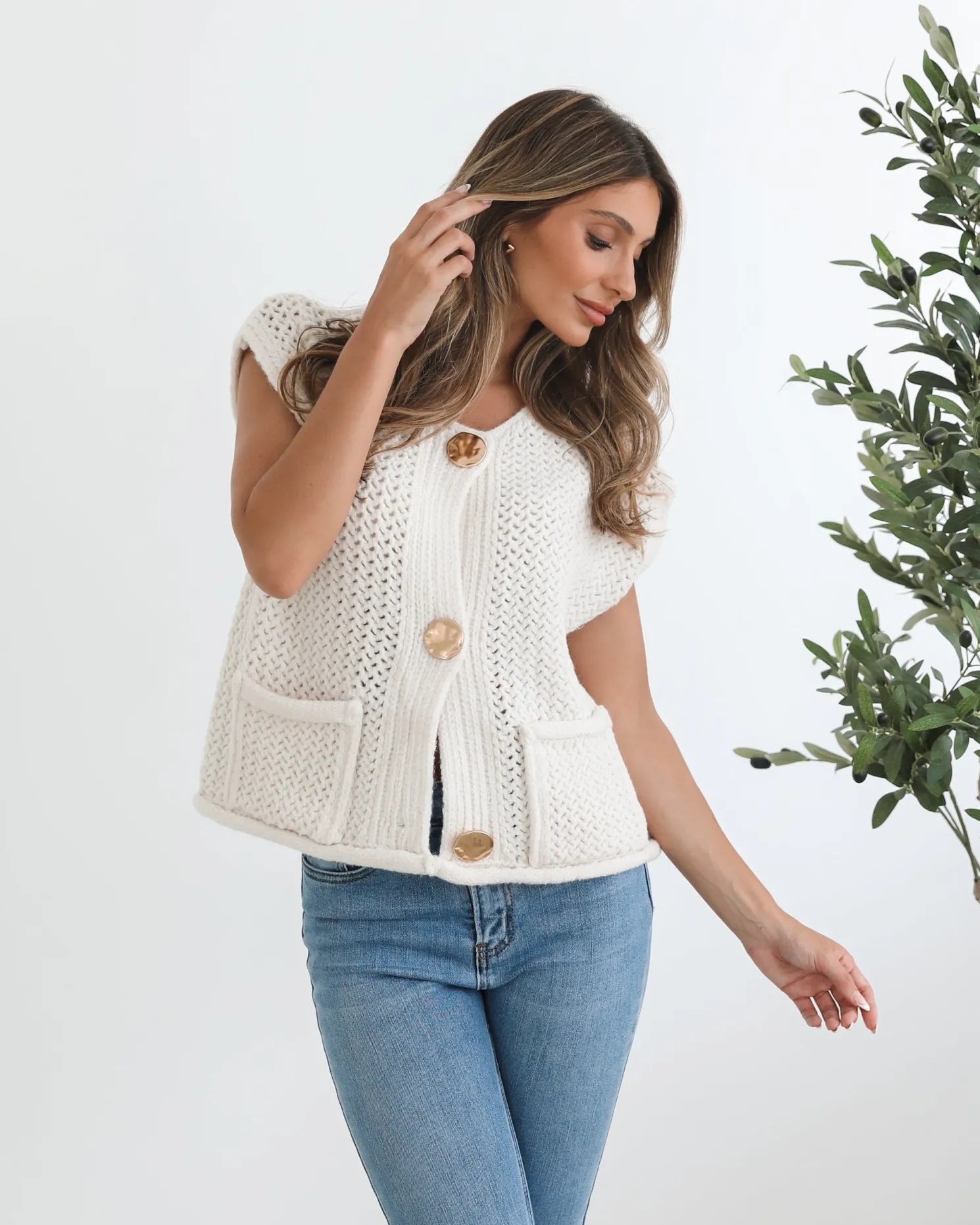 Vasha Knit Top - Beige