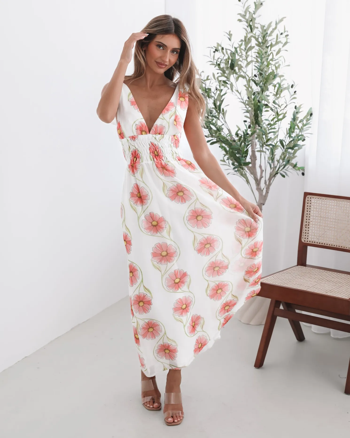 Vivia Dress - White Floral