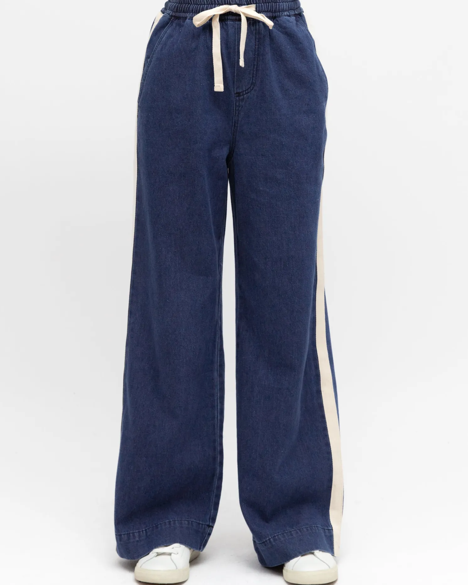 Zanea Denim Jeans - Blue Stripe
